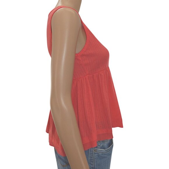 NWT Vibrant Coral Peplum Tank Top Willow Size S & M Softgirl Boho Festival Flowy - Picture 3 of 10